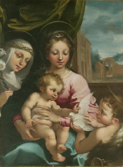 Rutilio Manetti Virgin and Child with the Young Saint John the Baptist and Saint Catherine of Siena France oil painting art